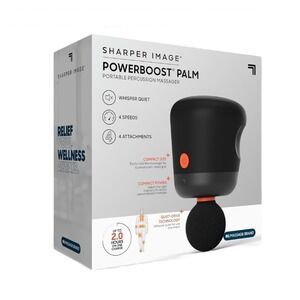Sharper Image Powerboost Palm Portable Percussion Massager 4 Speeds 4 Attachment